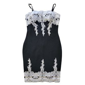 Haute Monde Black Cream Lace Applique Dress
